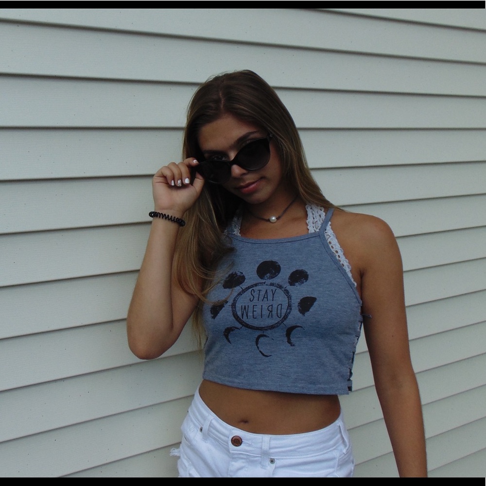 Cute High Neck Crop Top with cut out sides